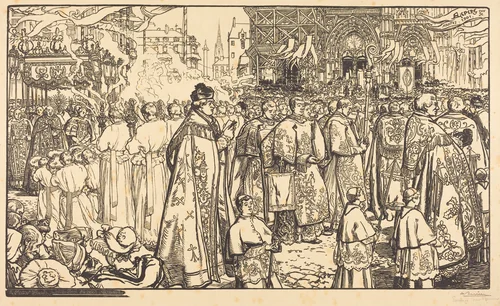 Corpus Christi Procession at Nantes (Procession de la Fete Dieu a Nantes) by Auguste Lepère, print, 1901