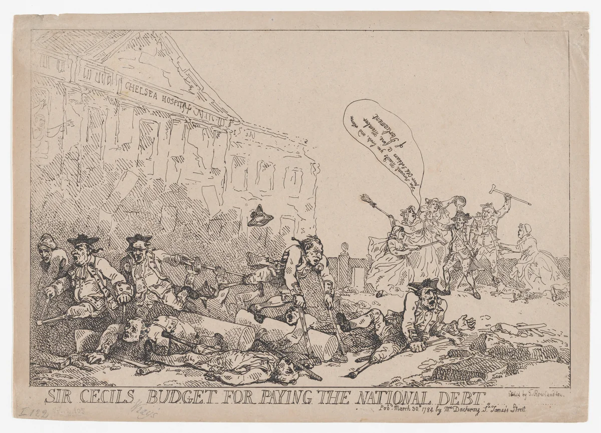Sir Cecil's Budget For Paying The National Debt by Thomas Rowlandson, print, 1784