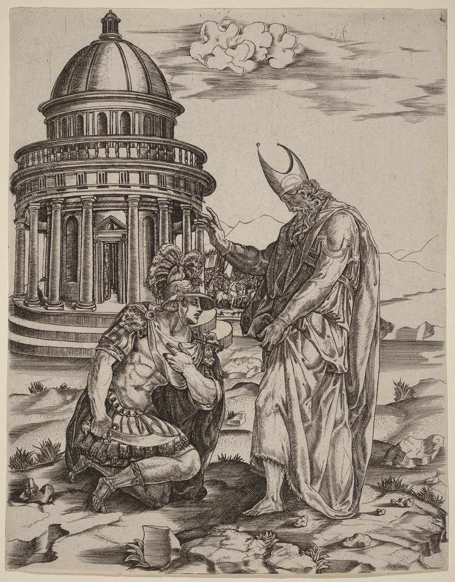 Alexander and the High Priest of Jerusalem by Master IRs, print, 1470-1560