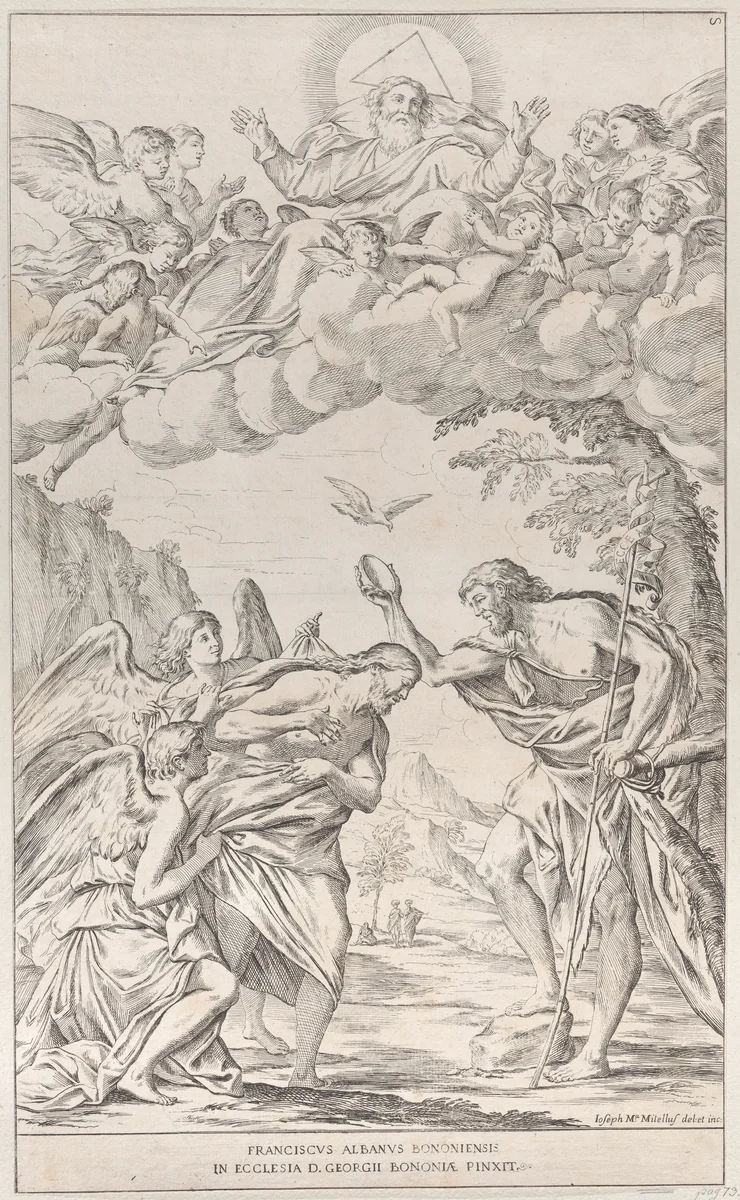 Plate 8: the Baptism of Christ by Giuseppe Maria Mitelli, print, 1678
