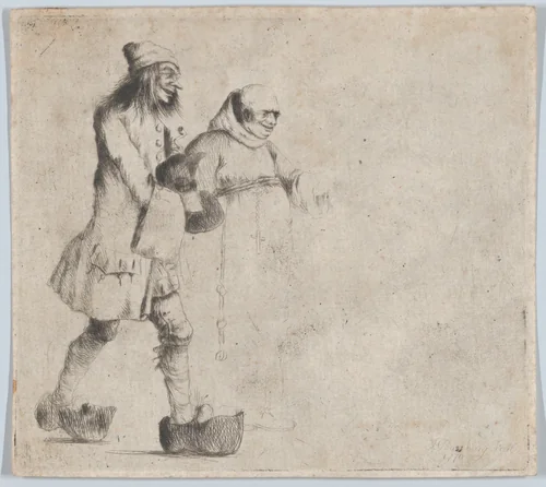 Happy Peasant and Monk by Henry William Bunbury, print, 1770