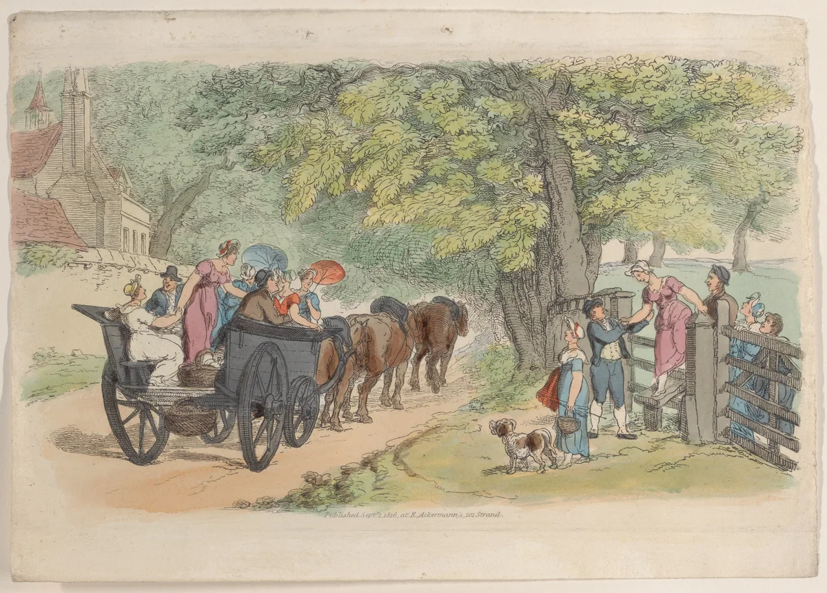 Plate 33, from "World in Miniature" by Thomas Rowlandson, print, 1816