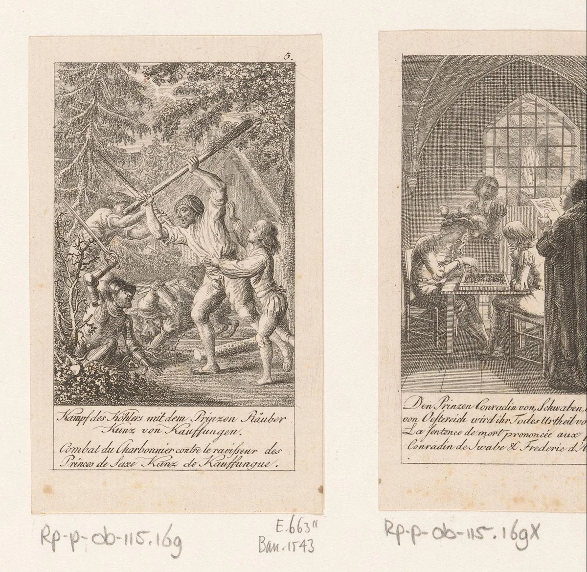 Gevecht in het bos by Daniel Nikolaus Chodowiecki, print, 1791