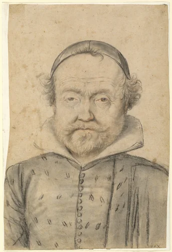 Portrait of a Bearded Man in a Doublet and Skull Cap by Lagneau, drawing, 1519-1610