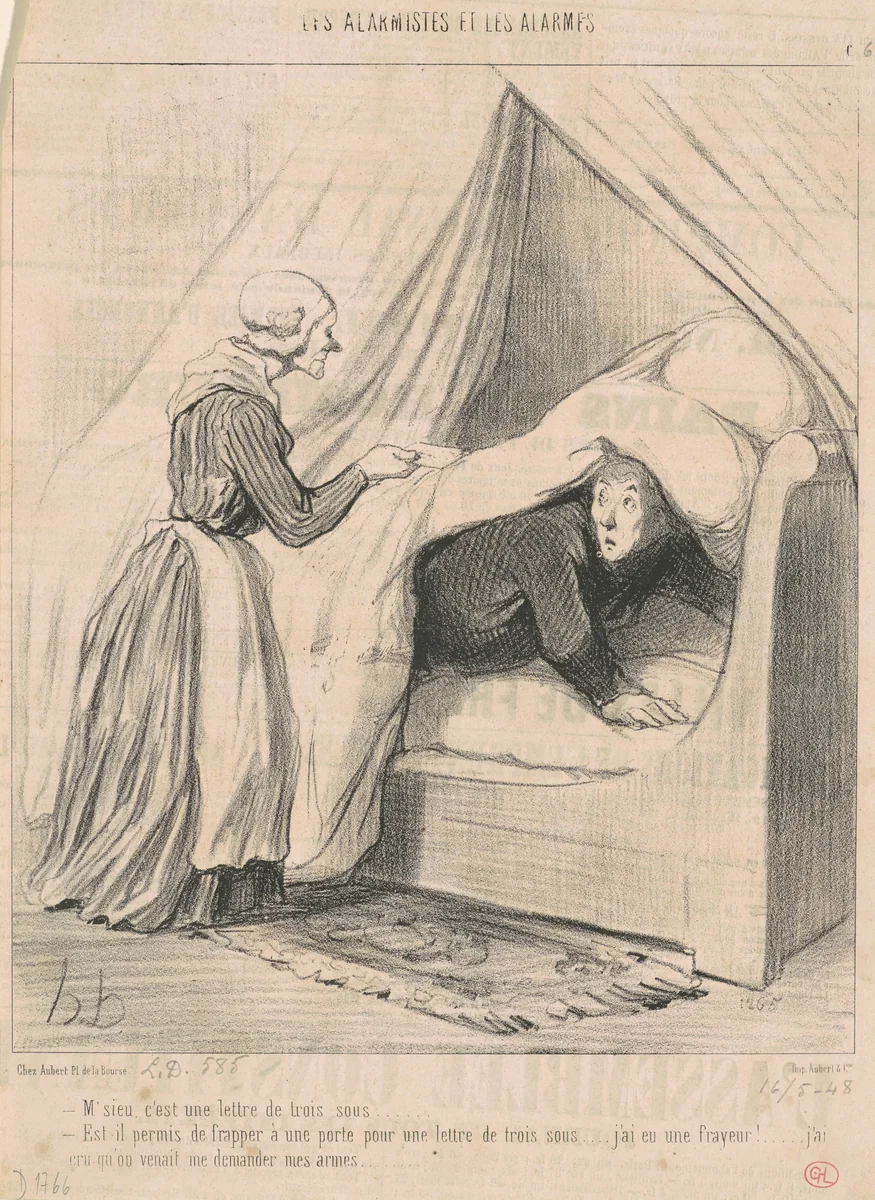 M'sieu, c'est une lettre de trois sous ... by Honoré Daumier, print, 1848