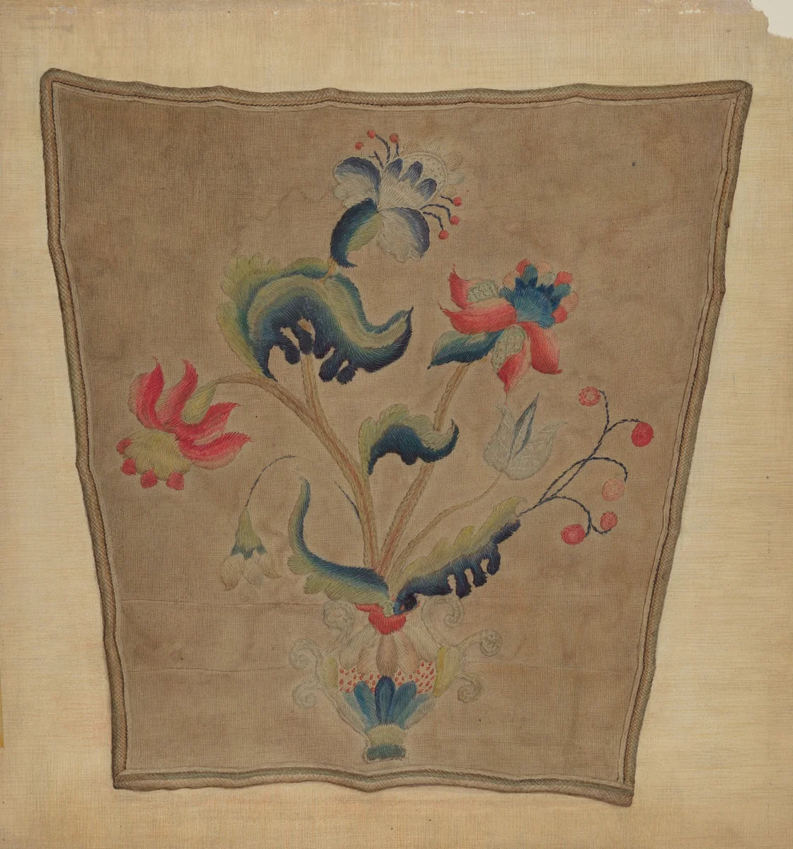 Crewel Embroidery Chair Piece by Lawrence Peterson, index of american design, 1937