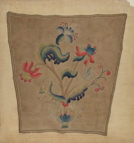 Crewel Embroidery Chair Piece by Lawrence Peterson, index of american design, 1937