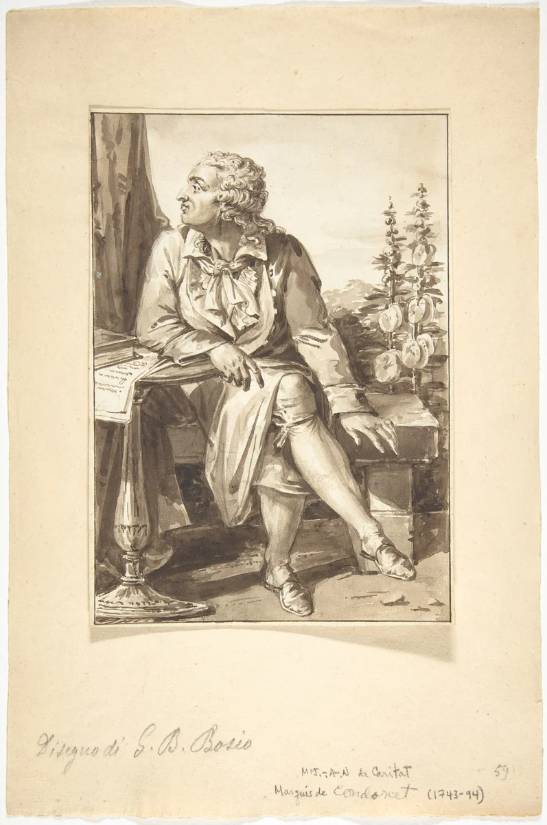 Portrait of M.-J.-A.-N. de Coritat, Marquis de Condorcet by Jean-Baptiste-François Bosio, drawing, 1780-1827