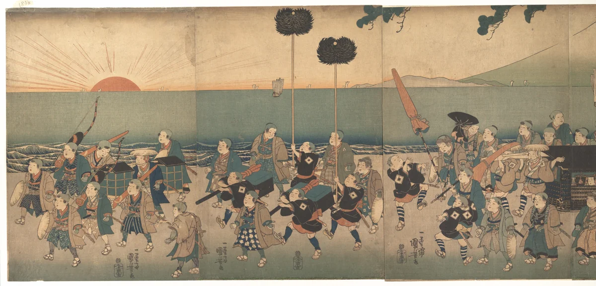 Boys Play-acting a Daimyo Procession by Utagawa Kuniyoshi (歌川國芳), print, 1800-1868