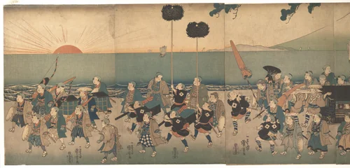 Boys Play-acting a Daimyo Procession by Utagawa Kuniyoshi (歌川國芳), print, 1800-1868
