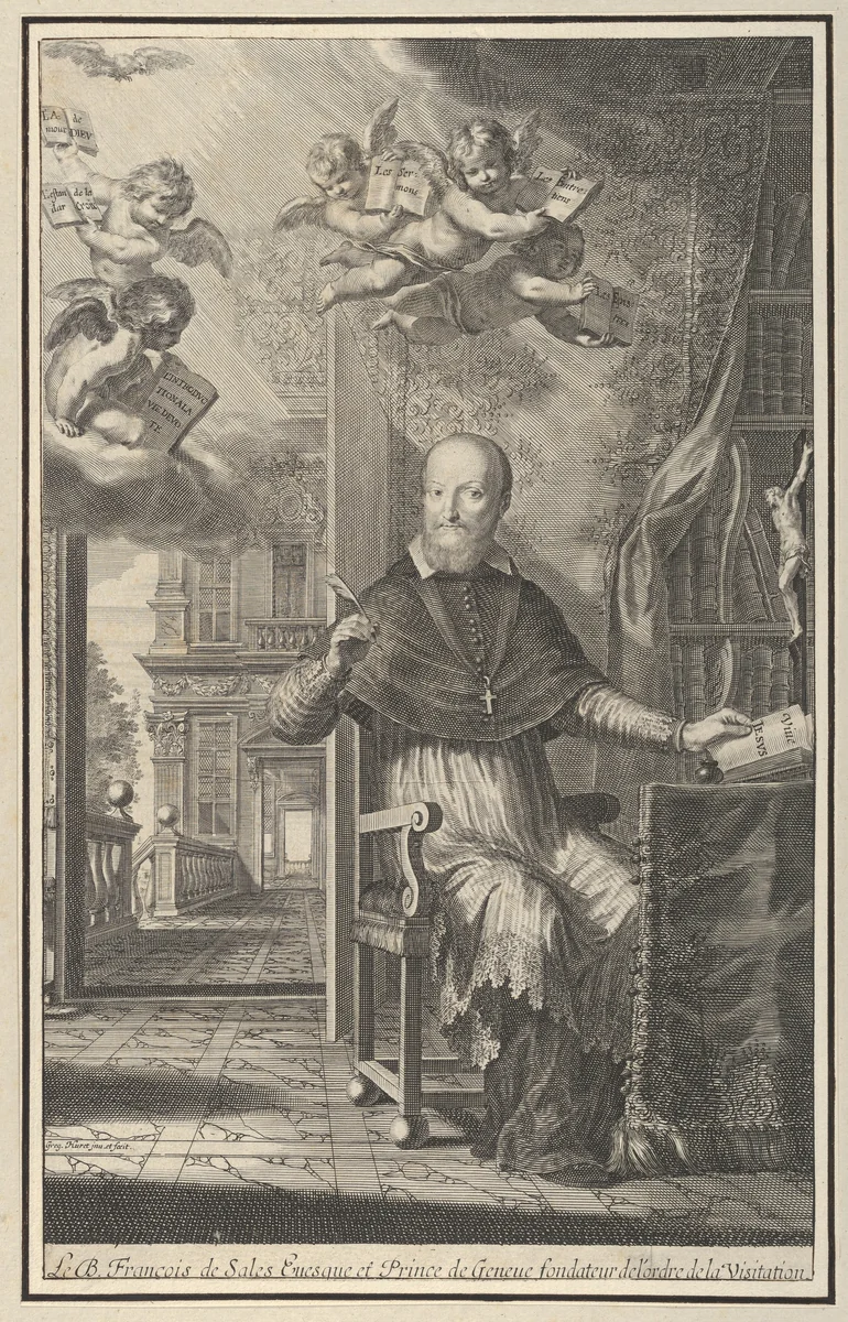 Le B. François de Sales, Evesque et Prince de Genève, fondateur de l'Ordre de la Visitation by Grégoire Huret, print, 1720-1760