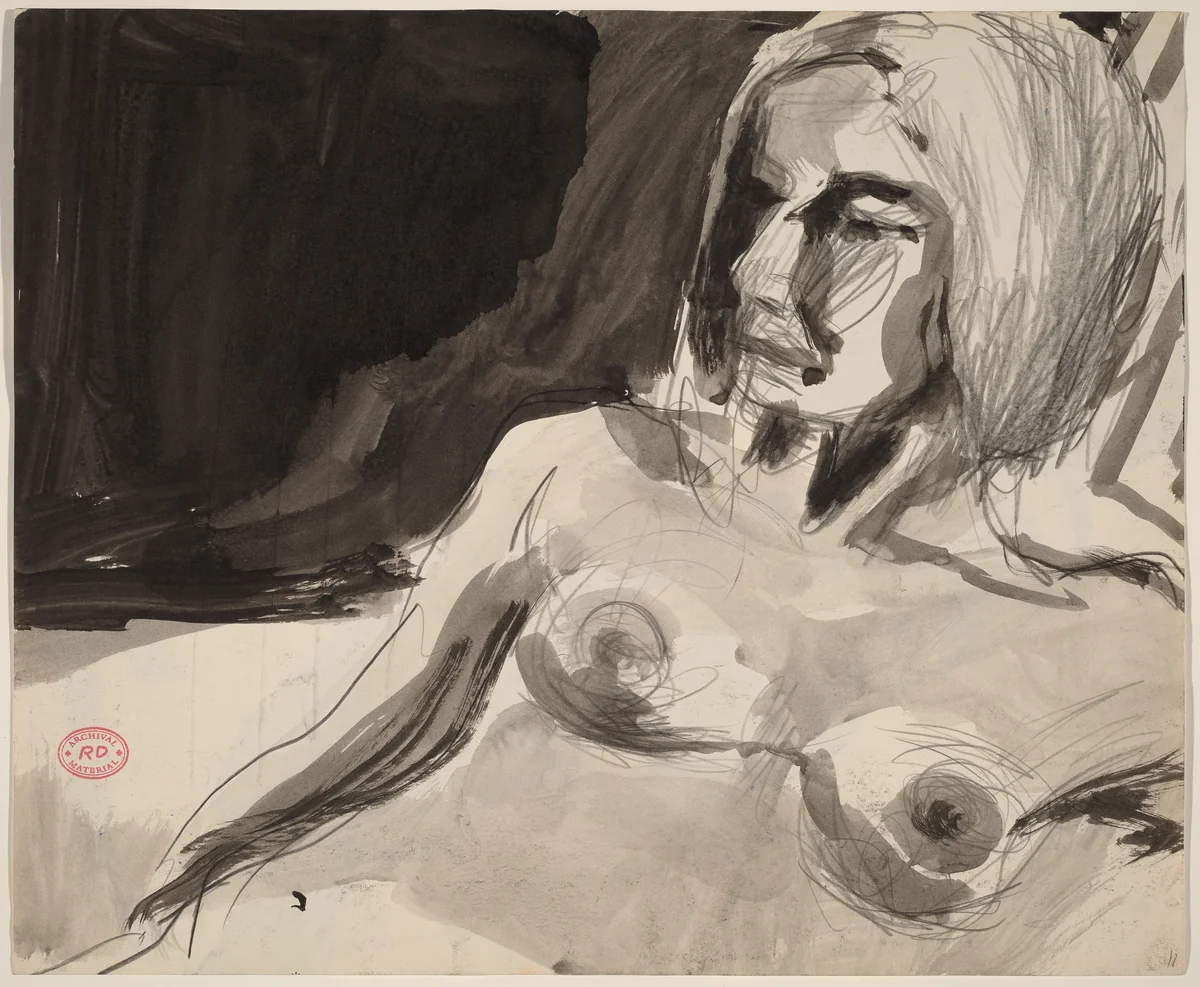 Untitled [female nude looking left] [recto] by Richard Diebenkorn, drawing, 1955-1967