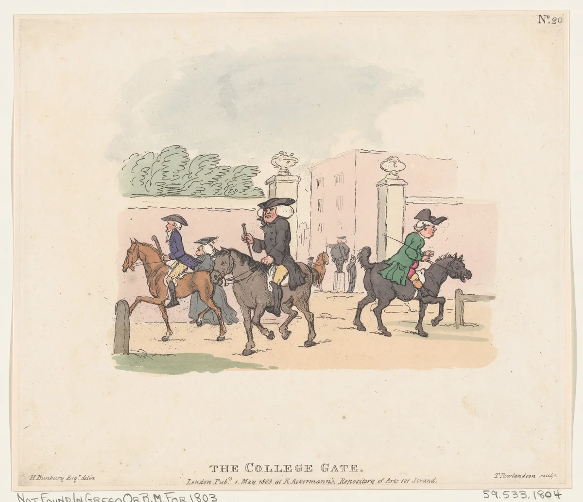The College Gate by Thomas Rowlandson, print, 1803