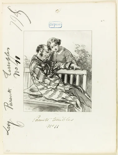 Les-Parents-Terribles series: Don't you think, father... by Paul Gavarni, print, 1853