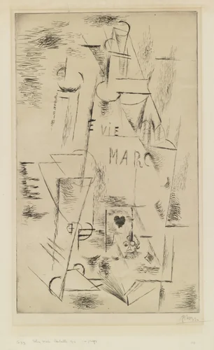 Still Life with Bottle of Marc (Nature morte à la bouteille de marc) by Pablo Picasso, print, 1911