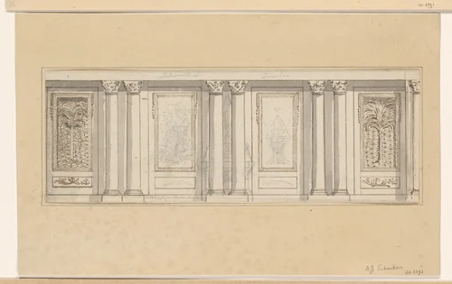 Ontwerp voor een wanddecoratie by A.J. Schouten, drawing, 1775-1849
