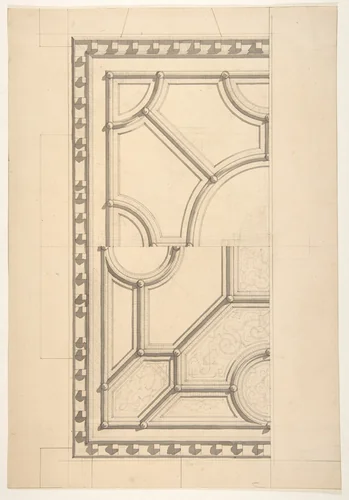 Two designs for a ceiling by Jules-Edmond-Charles Lachaise, drawing, 1850-1900