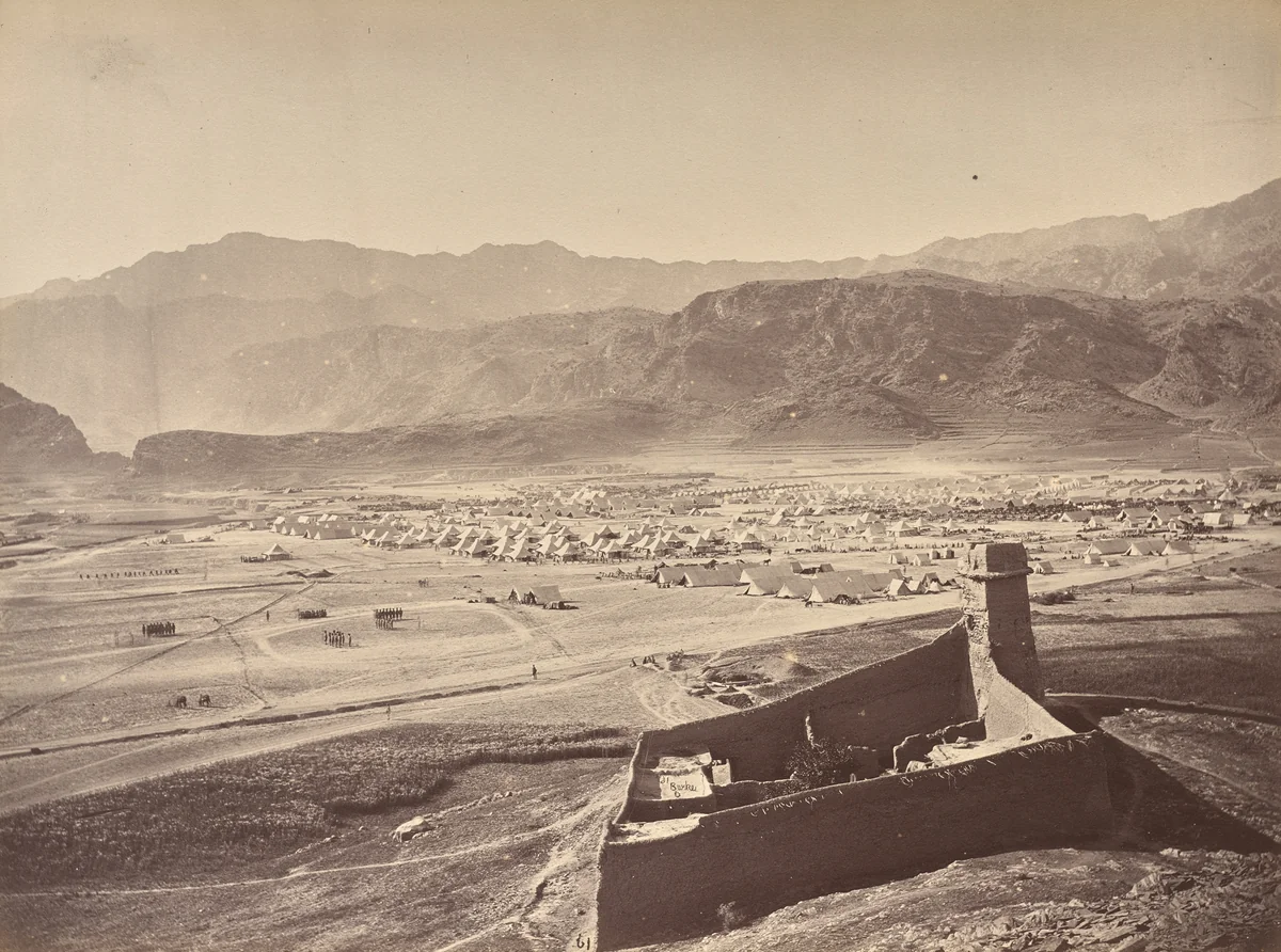 Landi Kotal Camp by John Burke, photograph, 1878-1880