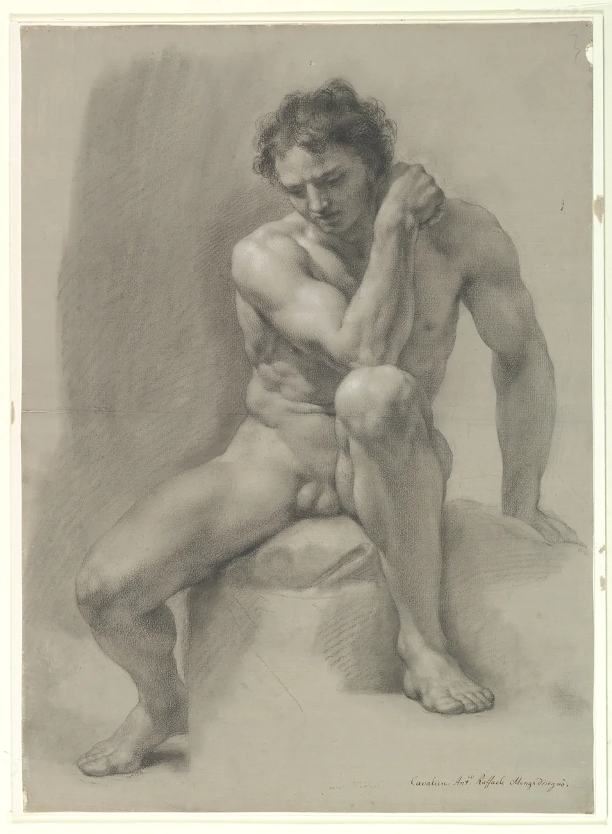 Seated Nude Male by Anton Raphael Mengs, drawing, 1740-1779