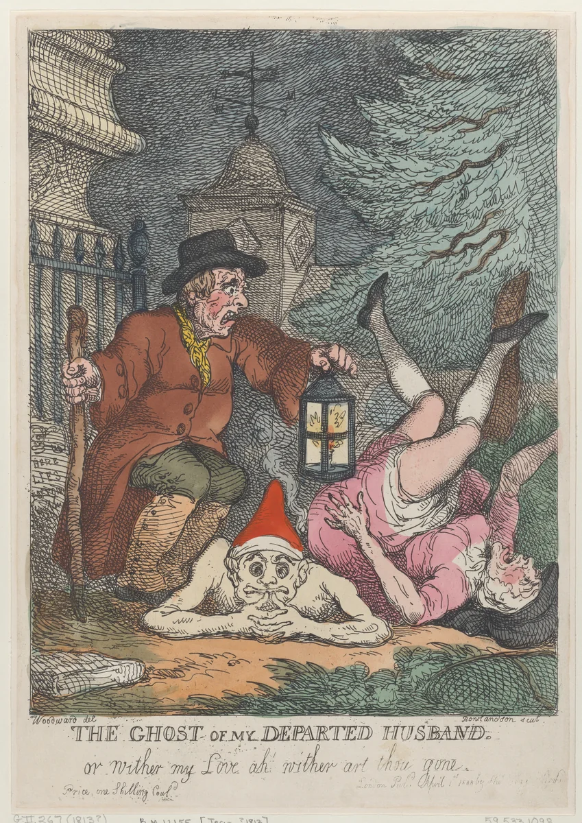 The Ghost of My Departed Husband, or Wither my Love ah wither art thou gone by Thomas Rowlandson, print, 1808