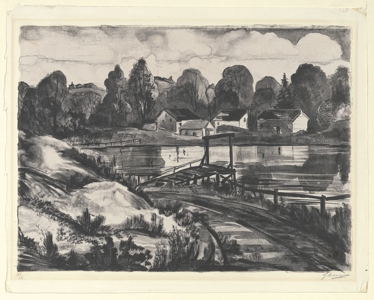 Boat Landing by Emil Ganso, print, 1929