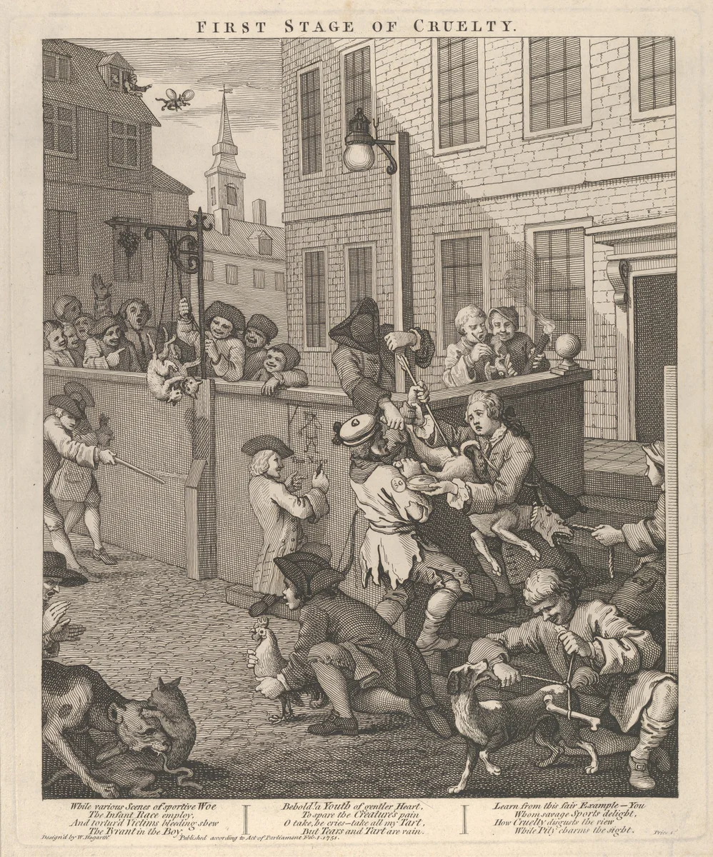 The First Stage of Cruelty (The Four Stages of Cruelty) by William Hogarth, print, 1751