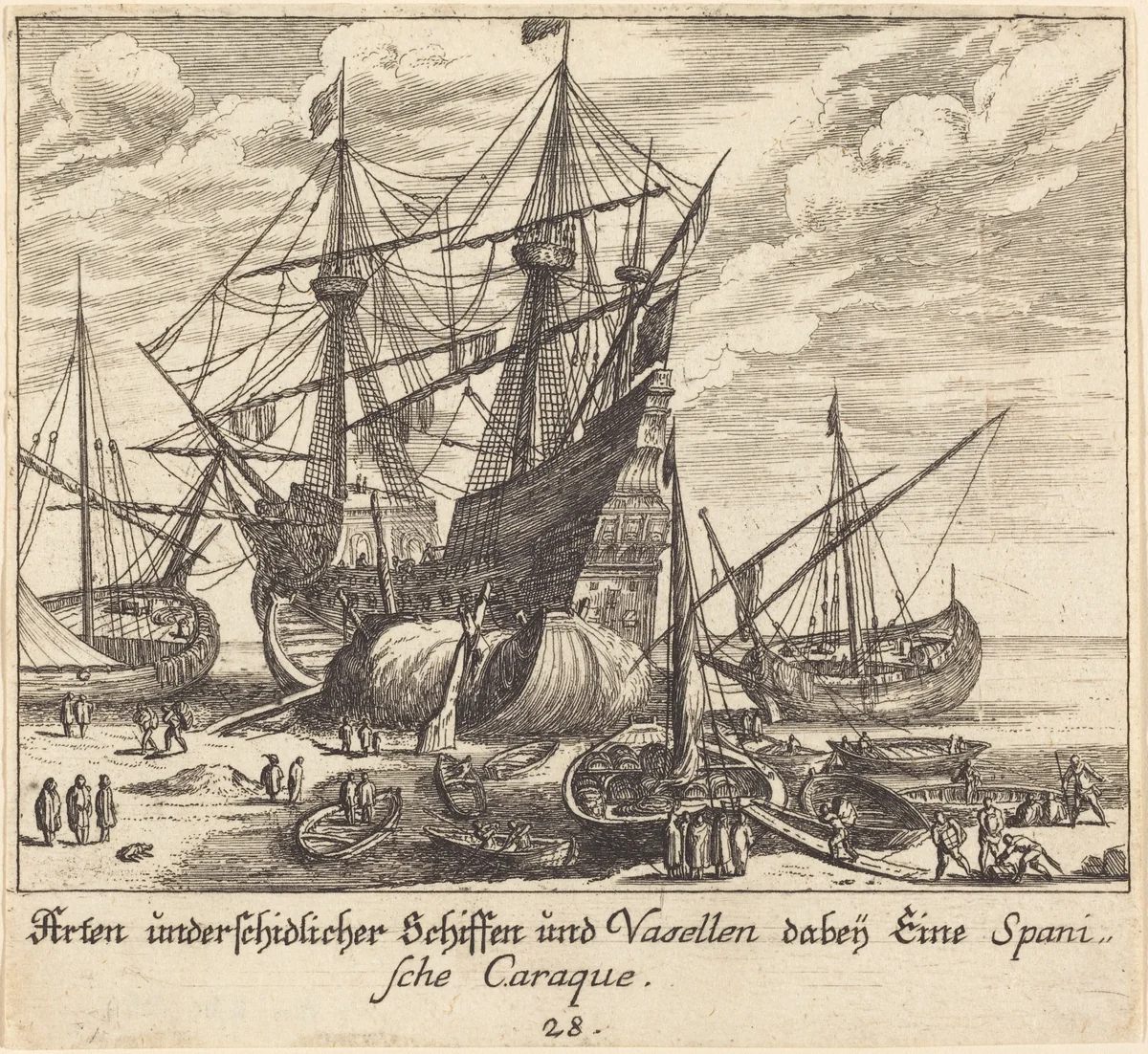 Ships by Melchior Küsel; Johann Wilhelm Baur, print, 1681