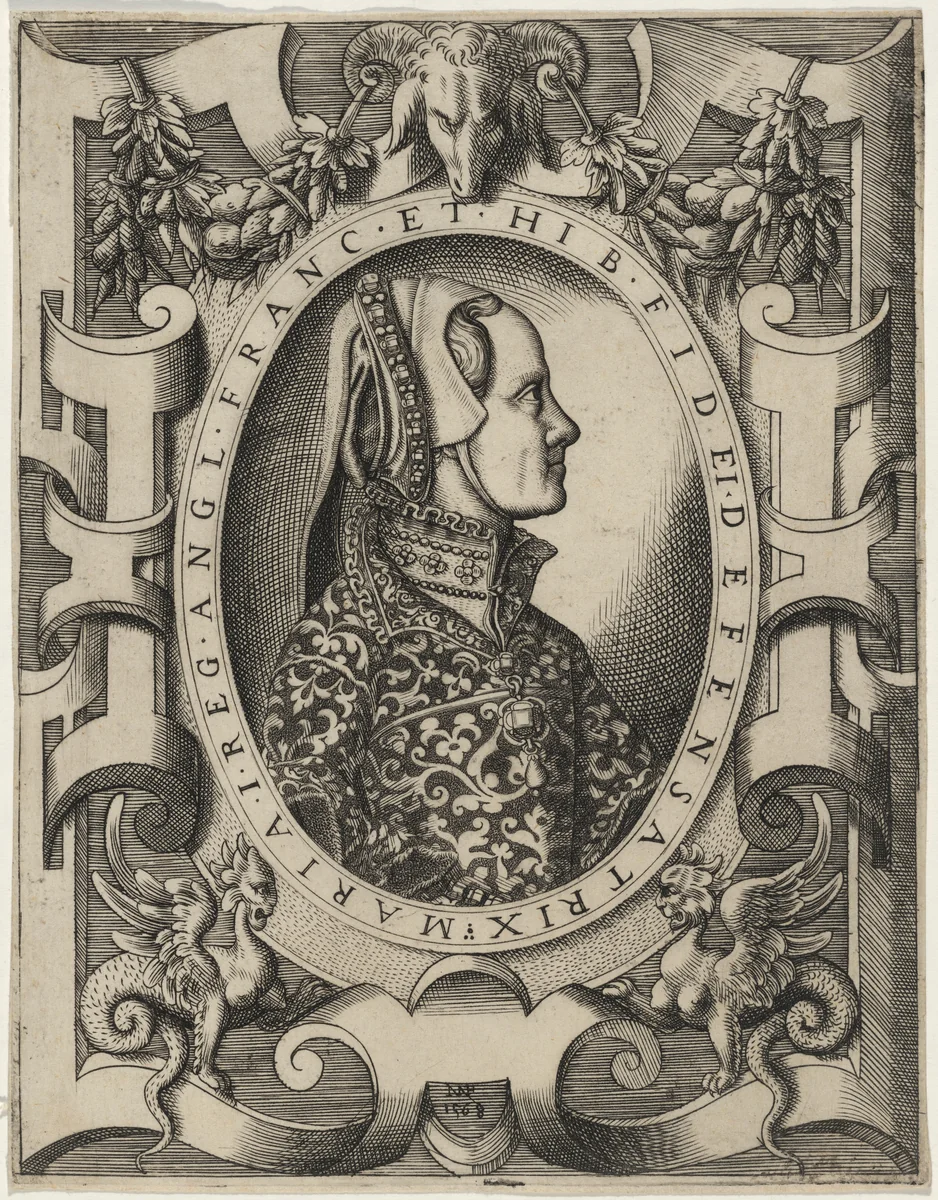 Queen Mary of England by Niccolò Nelli, print, 1568