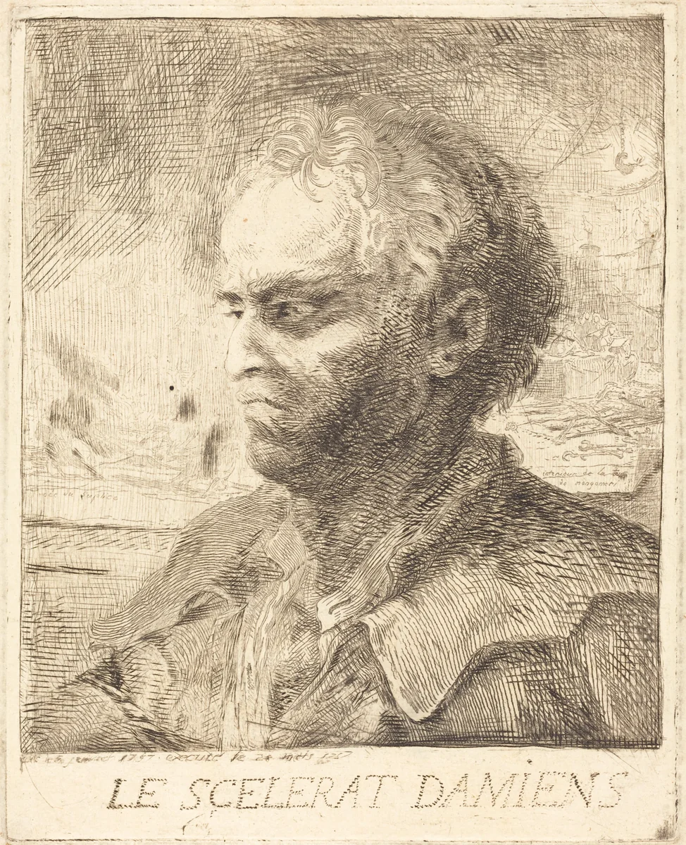 Le Scélérat Damiens by Gabriel de Saint-Aubin, print, 1757