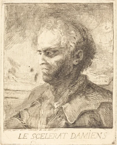 Le Scélérat Damiens by Gabriel de Saint-Aubin, print, 1757