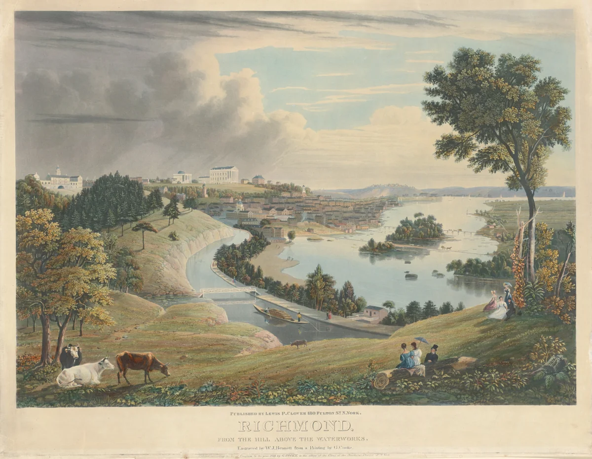Richmond: From the Hill above the Waterworks by William James Bennett; George Cooke, print, 1834