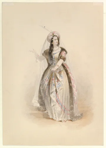 Costume Study for Konstanze in the "Abduction from the Seraglio" by W.A. Mozart by Johann Georg Christoph Fries, drawing, 1830-1850