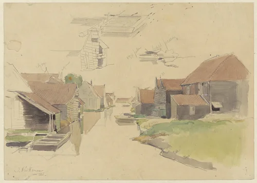 Studies van huizen in de Vinkenbuurt, Amsterdam by Jan Hanau, drawing, 1886