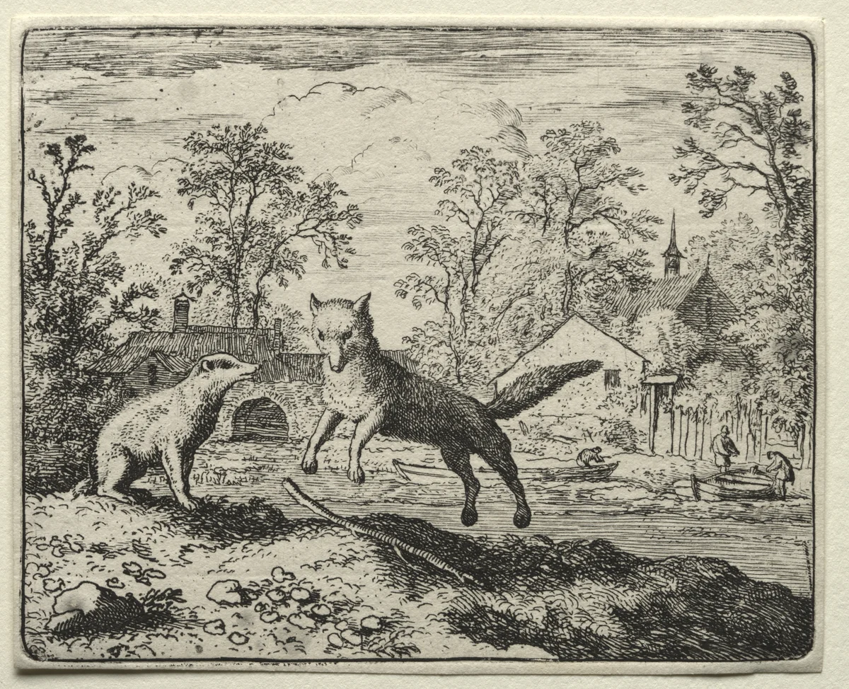Reynard the Fox: Reynard Doing Penance by Allart van Everdingen, print, 1650-1675