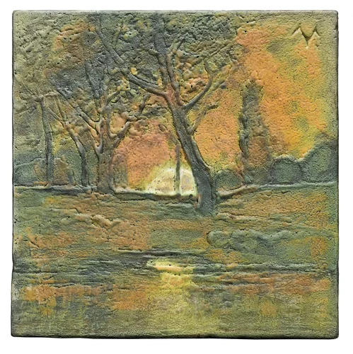 Tile by Charles Volkmar, artwork, 1897-1917