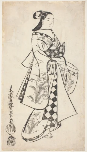 Standing Beauty by Kaigetsudo Anchi, print, 1709-1716