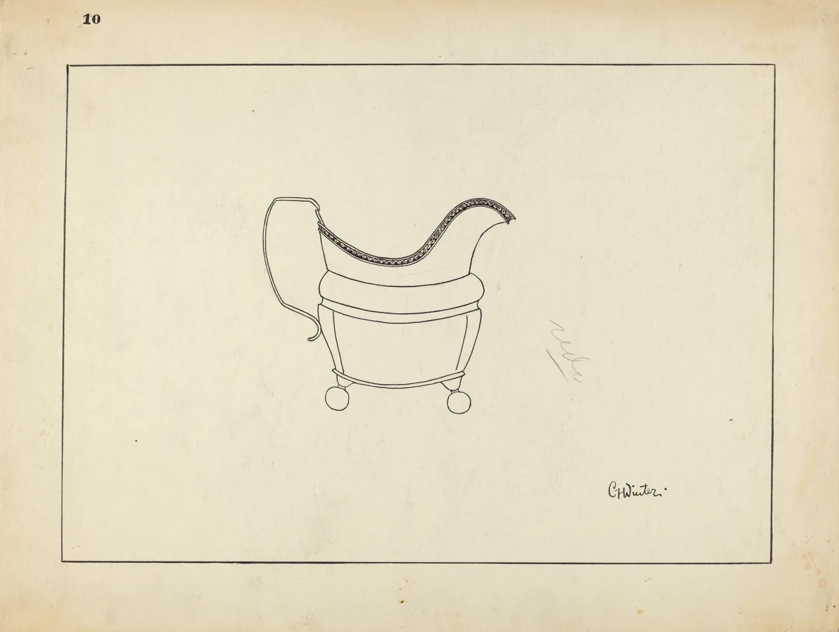 Study of Cream Pitcher by Charlotte Winter, index of american design, 1935-1942