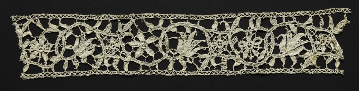 Needlepoint (Punto in aria) Lace Insertion by Unknown, textile, 1500-1699