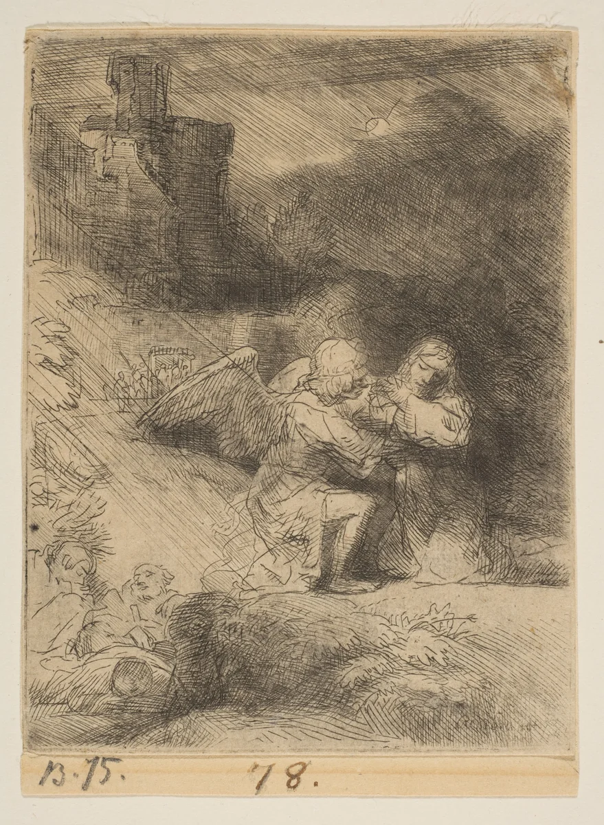 The Agony in the Garden by Rembrandt van Rijn, print, 1647-1657