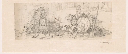 Twee varianten van symbolen met betrekking tot de VOC by Jurriaan Andriessen, drawing, 1752-1819
