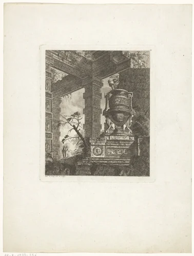 Architectuurfantasie, blad 21 by Jean Laurent Legeay, print, 1767-1768