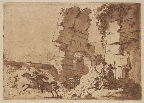 Le Colisée (The Colosseum), in an album containing Recueil de Compositions par Lagrenée Le Jeune (Collection of Compositions by Lagrenée the Younger) by Jean Jacques Lagrenée, print, 1782-1821