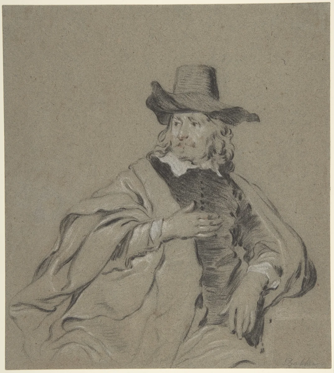 Portrait of a Man by Jacob Backer, drawing, 1640-1655