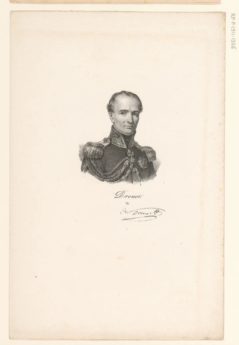 Portret van Antoine Drouot by veuve Delpech, print, 1818-1842