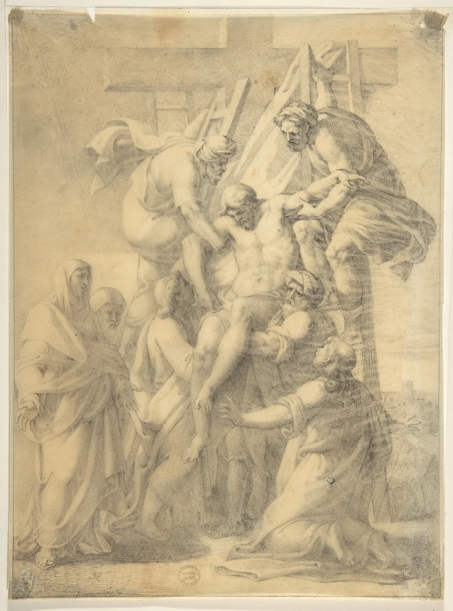 Descent From the Cross by anonymous, drawing, 1500-1600