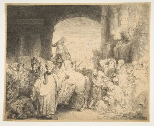 The Triumph of Mordecai by Rembrandt van Rijn, print, 1636-1646