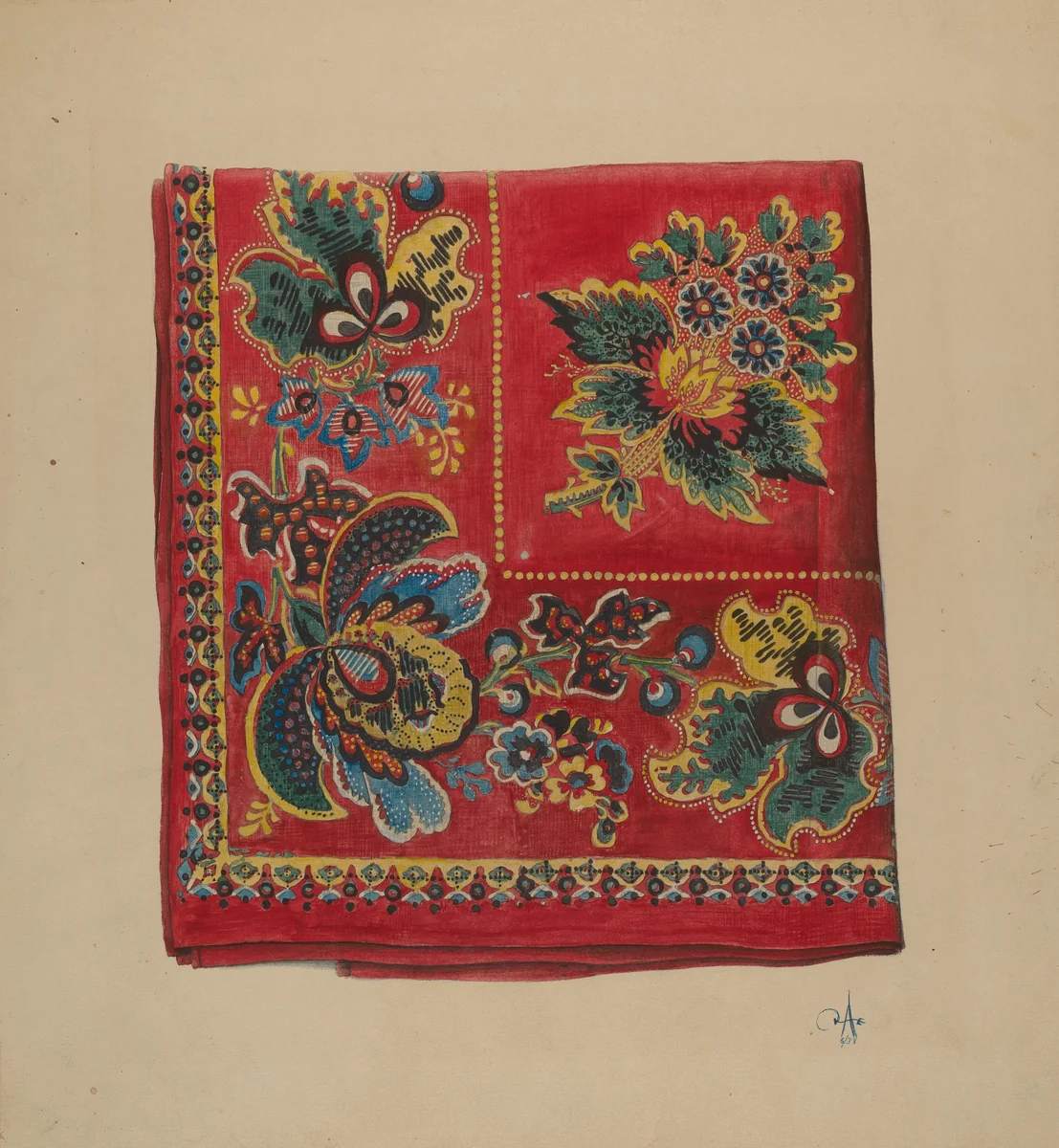 Economy Red Handkerchief by Ralph Atkinson, index of american design, 1938