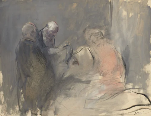In the Hospital (recto) by Jean-Louis Forain, drawing, 1852-1931
