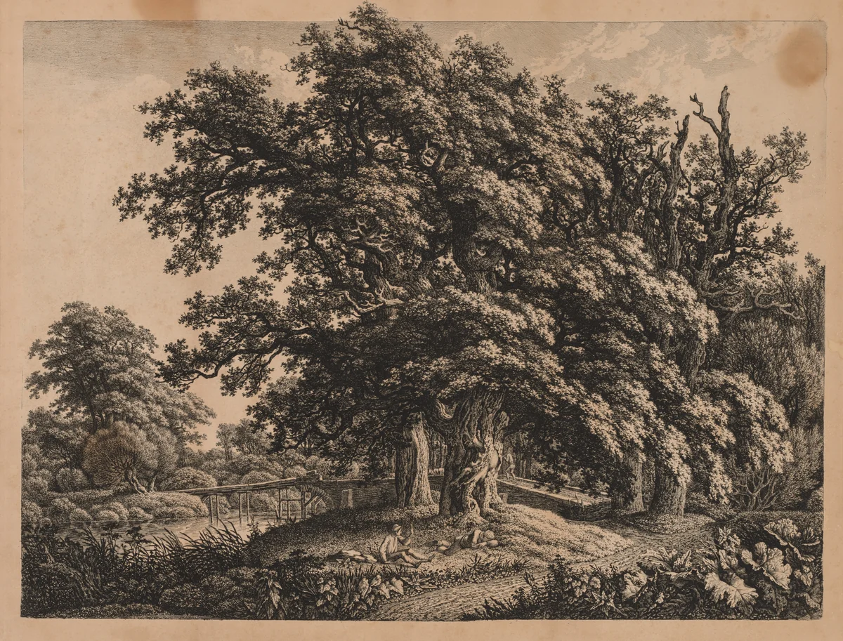 Landscape and Bridge with Three Figures by Carl Wilhelm Kolbe, print