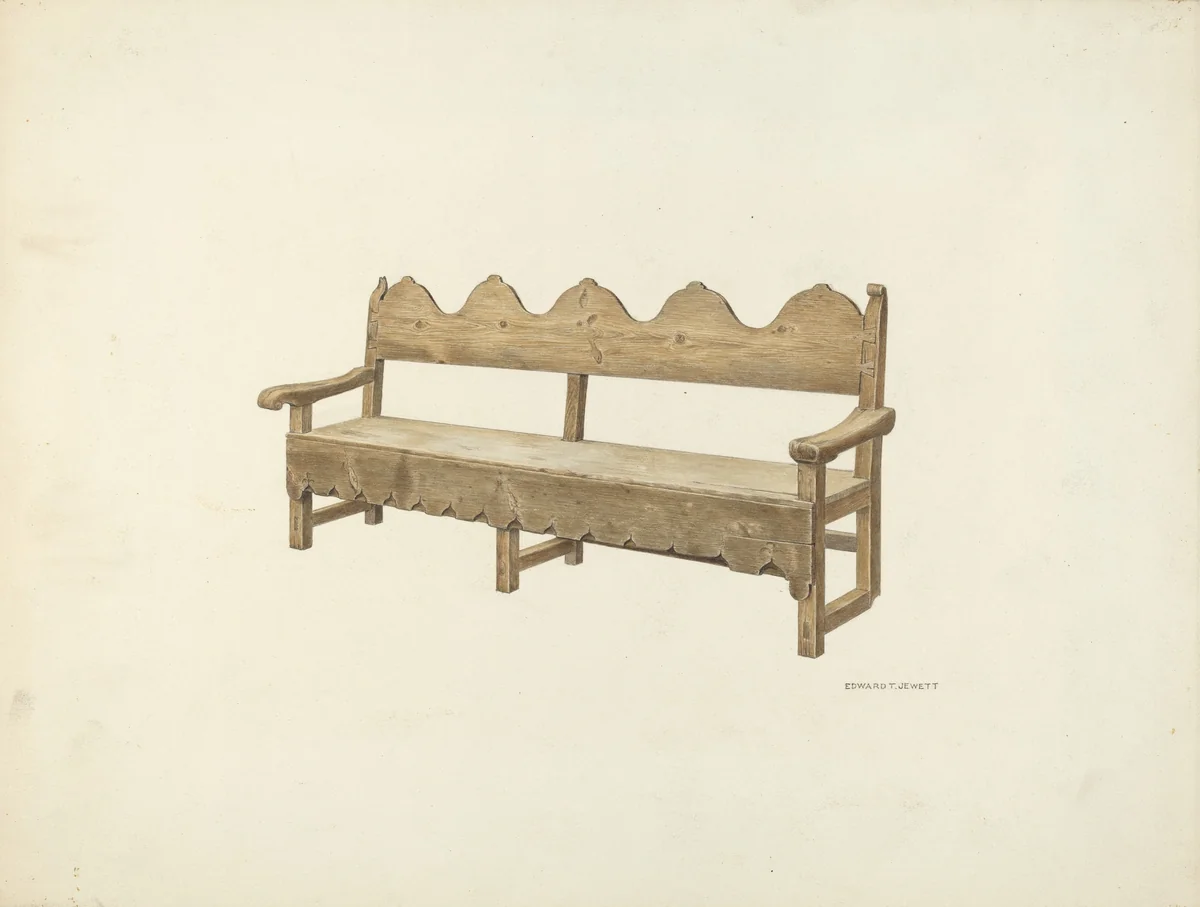 Wooden Bench by Edward Jewett, index of american design, 1940